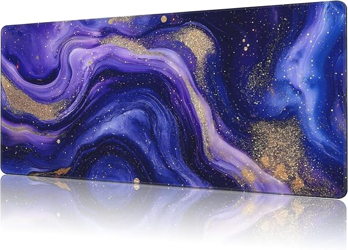 NIYLYNSYN Mouse Pad Large Fluid Art Marble Texture Non-Slip Game Desk Mat with Stitched Edge Laptop Keyboard Desk Pad for Work Home Gaming (35.4 x 15.7 Inches)
