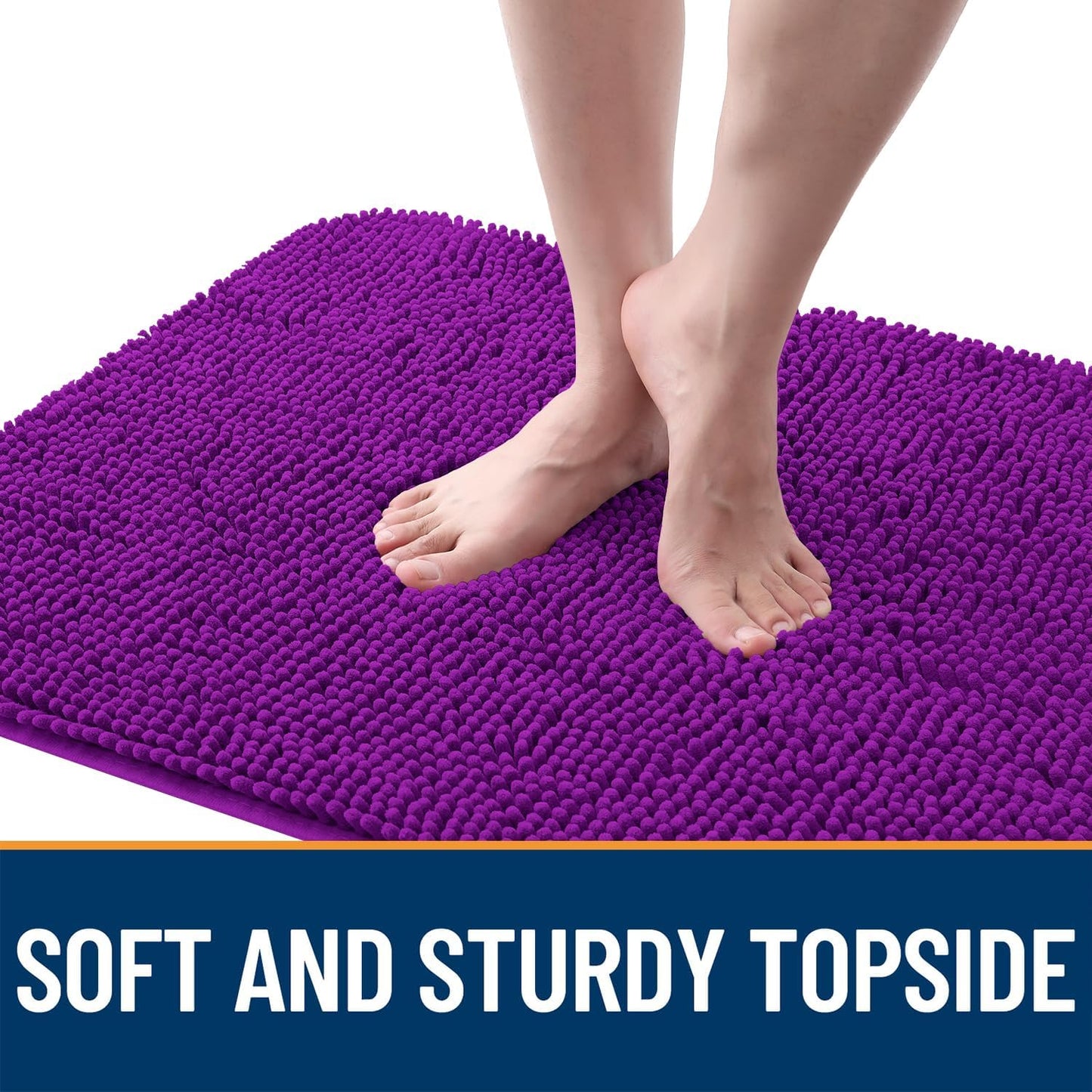 OLANLY Dog Door Mat - Absorbent Non-Slip Mud Mat for Indoor Use | Quick Dry Chenille, 70x32, Purple