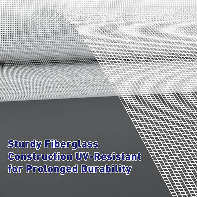 MAGZO Window Screen Replacement Mesh 48"W x 99"L - Pet Resistant Premium & Durable Polyester Screen Door Mesh, Allows Fresh Air in, DIY Repair Kit Includes Tool for Sliding Doors,Windows,Patio, White