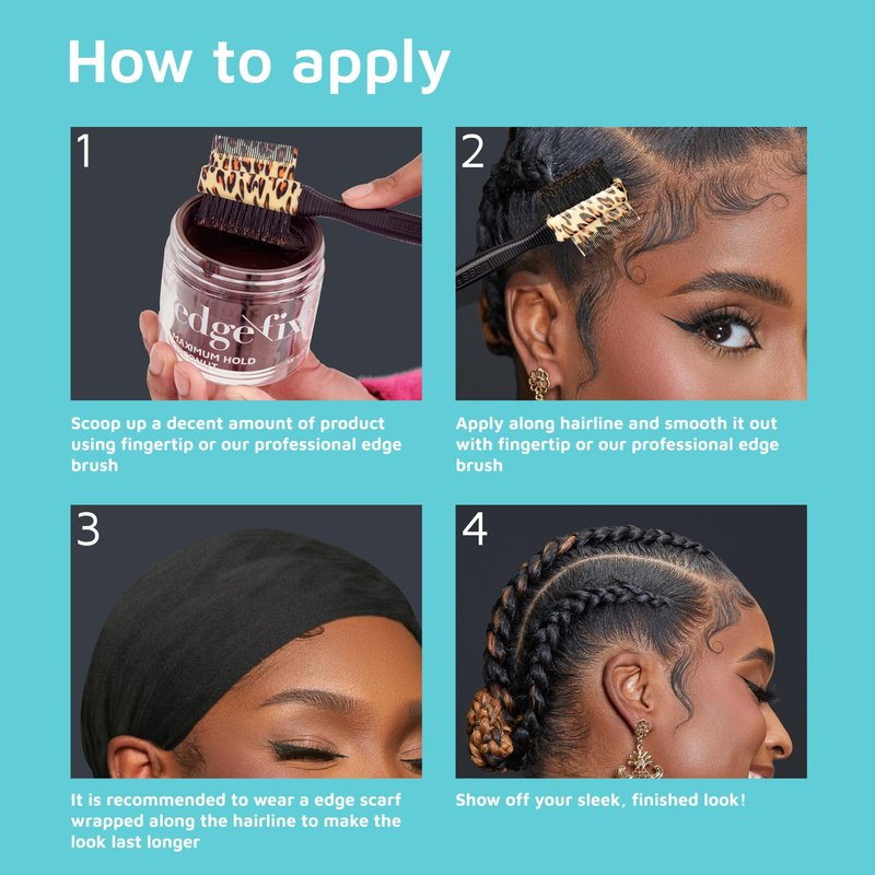 Kiss Colors & Care Maximum Hold Edge Fixer Gel for Curly Hair, Sweet Peach Scent, 1.01 Fl oz/30 ml, Infused with Biotin B7, 24hr Edge Control & Flyaway Hair Tamer, Non-Flaking, Non-Greasy Styling Gel