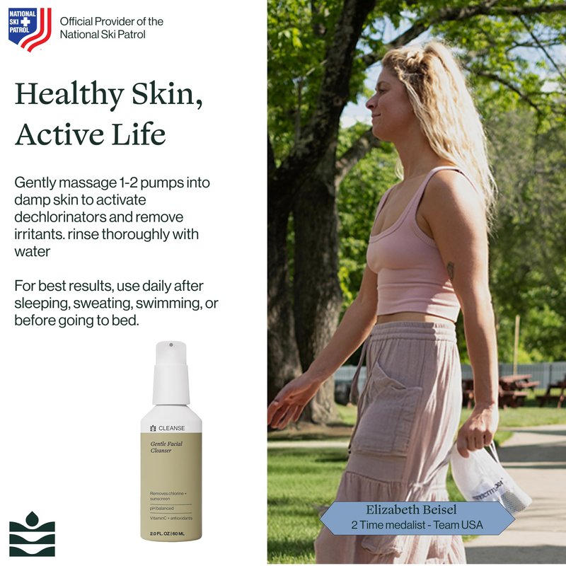 Dermasport Gentle Facial Cleanser for Athletes Hydrating Face Wash with Aloe and Hyaluronic Acid, Removes Chlorine Sweat & Sunscreen, Moisturizing Facewash for Men & Women, Fragrance/Paraben-Free