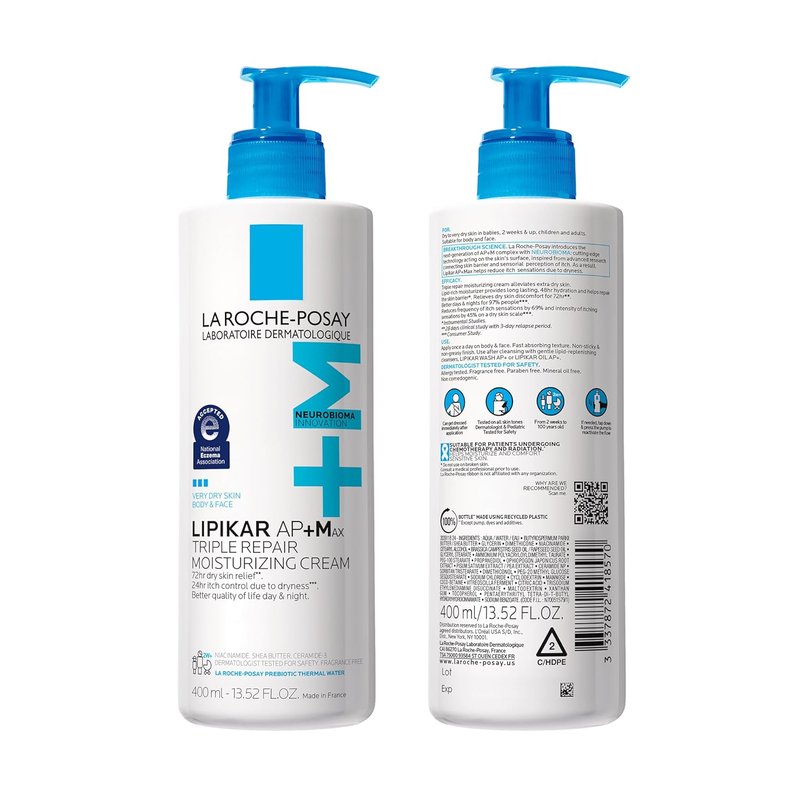 La Roche-Posay Lipikar AP+MAX Body Cream - Triple Repair Moisturizer for Dry Skin with Shea Butter & Niacinamide | Gentle Lotion for Sensitive Skin