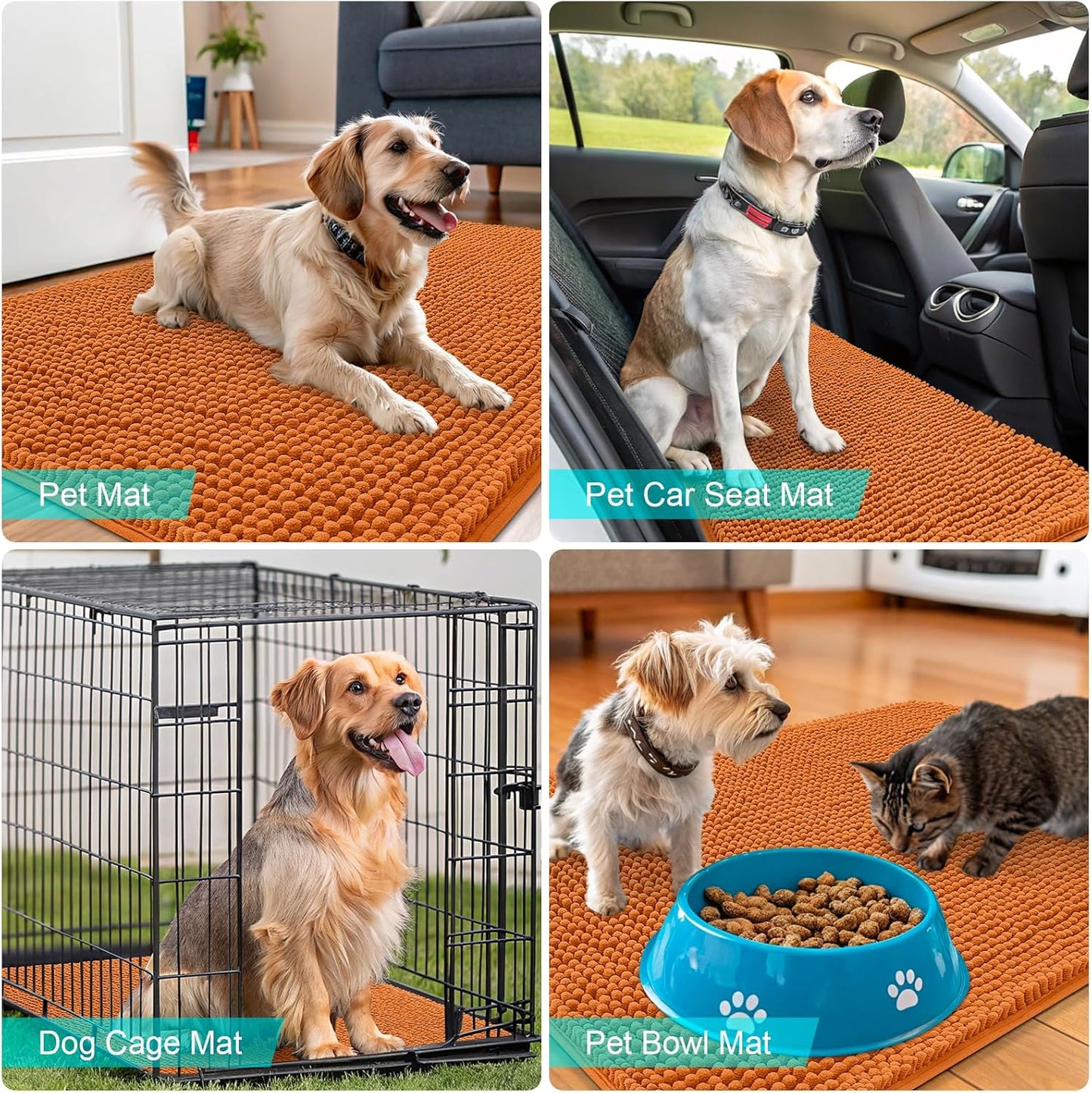 OLANLY Dog Door Mat - Absorbent Non-Slip Chenille Mat for Muddy Paws | 30x17 Inches, Quick Dry Clay Color