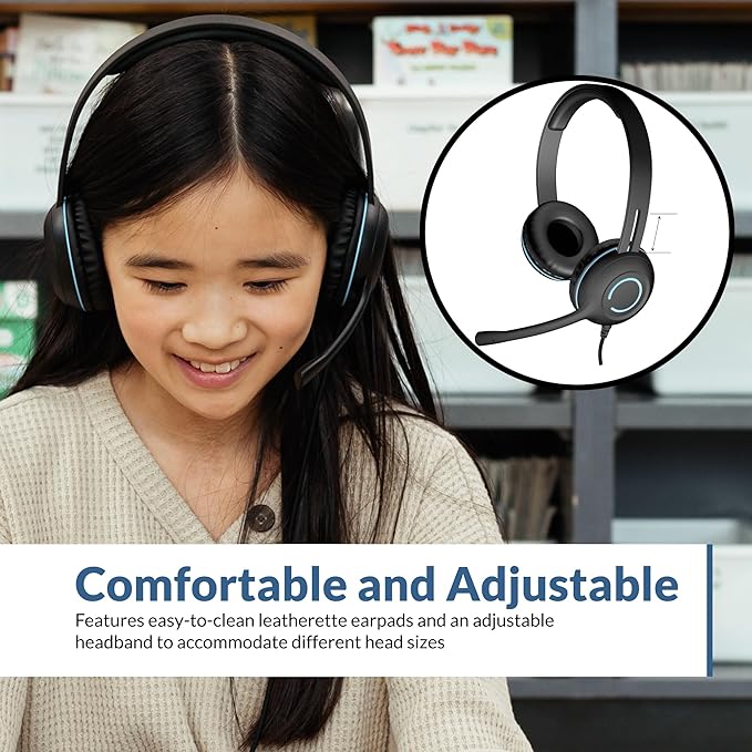 Cyber Acoustics USB-C Headset with Microphone for PC (AC-5014), Wired Computer Headphones with Noise Cancelling Mic, in-Line Volume and Mute Controls. Ideal Headset for Office, Classroom & At Home