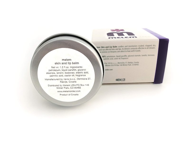 Melem Skin and Lip Balm with Lanolin, Combo Pack, Two Mini Tins (each .34 oz.), One Large Tin (1.2 oz.) and Two Sticks (each .16 oz.)