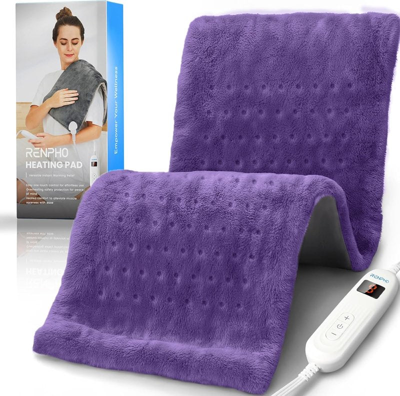 RENPHO Electric Heating Pad for Back Pain Relief - ETL Certified, Auto Shut Off | 12" x 24" Violet