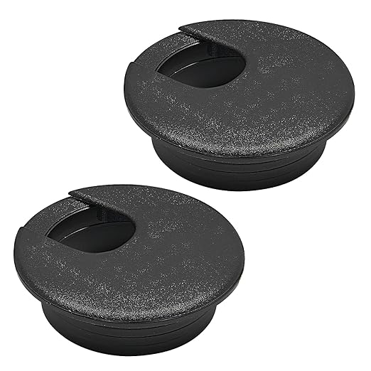 BOPOREAE Desk Grommet 2" (50 mm), Desk Cord Hole Cover, Cable Grommet ABS Plastic, Desk Hole Grommet for Office and Home Table Cable, Detachable Cable Cord Organizer (Black 2 Pcs)