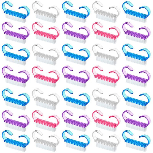 200 Pcs Handle Grip Nail Brush Fingernail Scrub Cleaning Cleaner Nail Brushes Scrubber Bulk for Men Women Hands Feet Toes and Nails Pedicure, 4 Colors