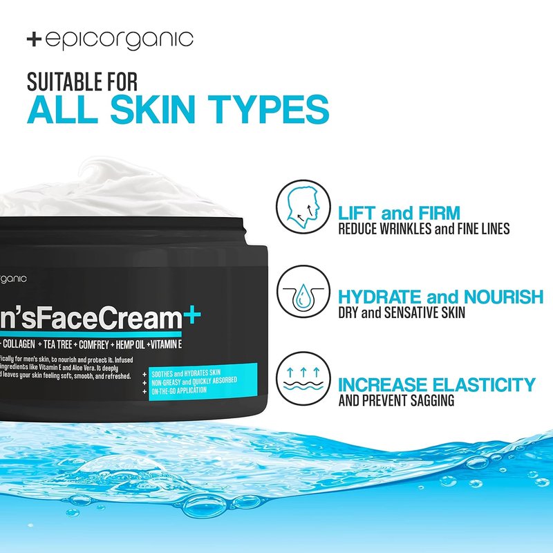Men's Face Cream - Anti-Aging Hydrating Moisturizer with Hyaluronic Acid, Collagen & Vitamin E | 8oz