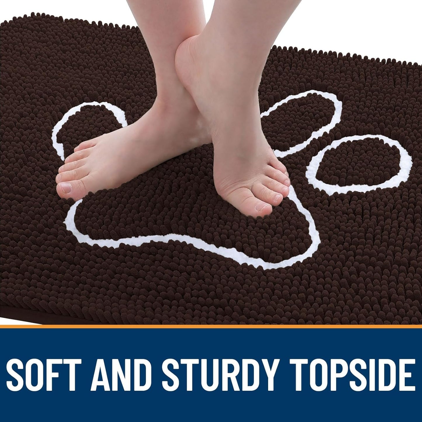 OLANLY Dog Door Mat - Absorbent Non-Slip Mud Mat for Dogs | Paw Print Design, 70x32, Quick Dry Brown