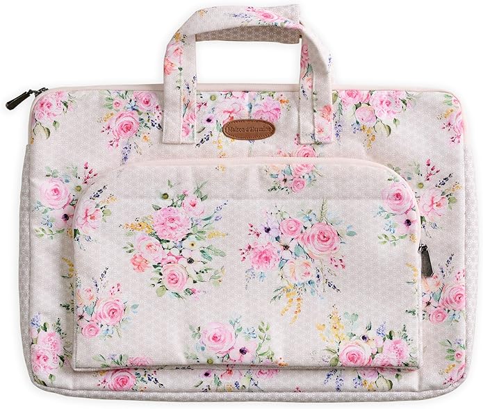 Maison d'Hermine Laptop Bag with Pocket Upto 15.5 inch Stain and Water Repellent Cotton Canvas Spring Summer (Sweet Rose Lavender)