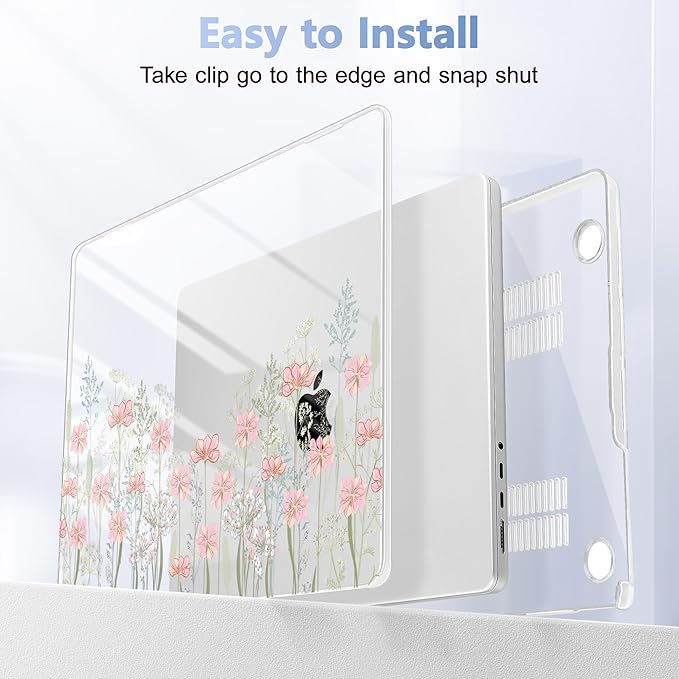 Lepeoac for MacBook Pro 16 inch Case M1 M2 M3 M4 M5 Pro/Max with Liquid Retina XDR, Release 2021-2025 2026 A3429 A3428, Hard Shell Case with Screen Protector & Keyboard Cover, Floral C322