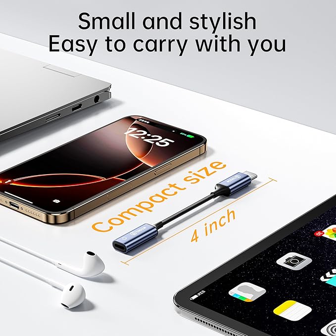 Biaze USB C to Lightning Audio Adapter, USB Type C Male to Lightning Female Headphone Converter, Compatible with iPhone 16/15 Full Series, iPad Pro, iPad Air 6/5/4,MacBook (usb c to lightning adapter)