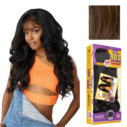 Sensationnel Butta Lace 90Sbangs Wigs - Unit 906 Glueless Wide Deep Part Synthetic Preplucked Hairline (LIGHTASHBROWN)