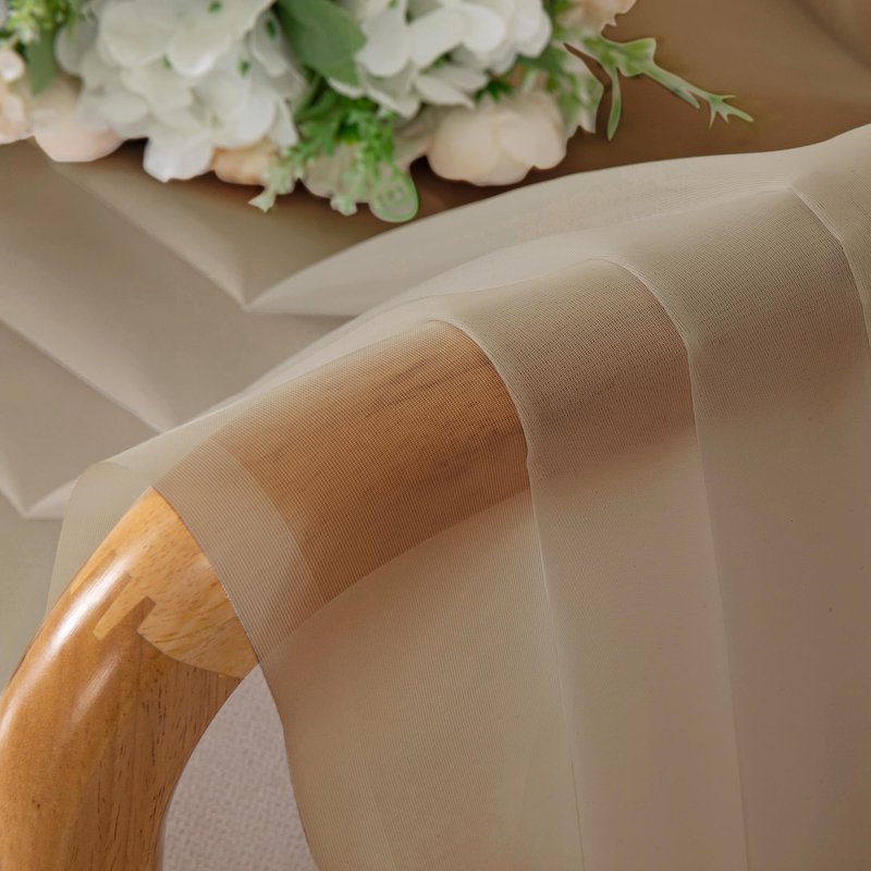 OWENIE Sheer Curtains 72 Inches Long for Bedroom Living Room, Rod Pocket Fimly Solid French Door Curtains Set of 2, Elegant Taupe Voile Curtains Panels Window Treatments, 42" Width