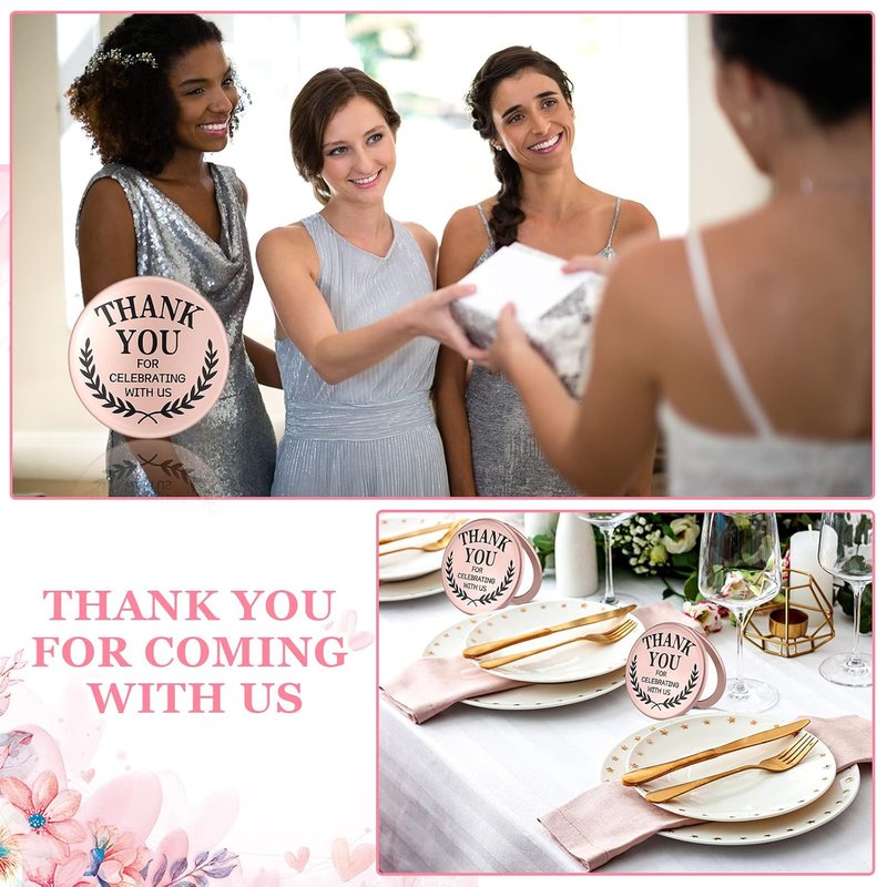 Thank You Compact Mirror Set - 24 Bulk Gifts for Women | Bridal Shower & Bachelorette Party Favors