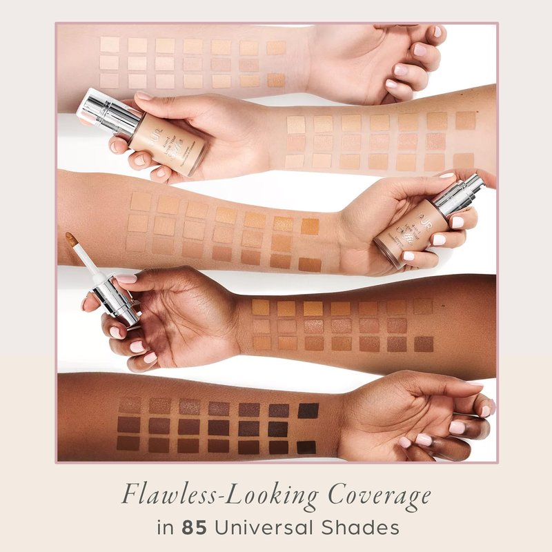 PÜR MINERALS 4-in-1 Love Your Selfie Longwear Foundation and Concealer - Unique, Dual-Applicator Component - Covers Blemishes and Imperfection - Reduce Fine Lines and Wrinkles - MN5 - 1 oz Makeup