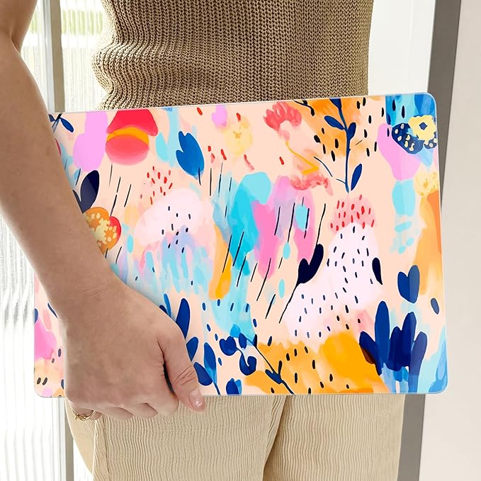 TWOLSKOO for MacBook Air 15 inch Case 2025 2024 2023 Release M4 A3241 M3 A3114 M2 A2941, Plastic Hard Shell & Screen Protector & Keyboard Cover &Type C Adapter, Bright Abstract Floral