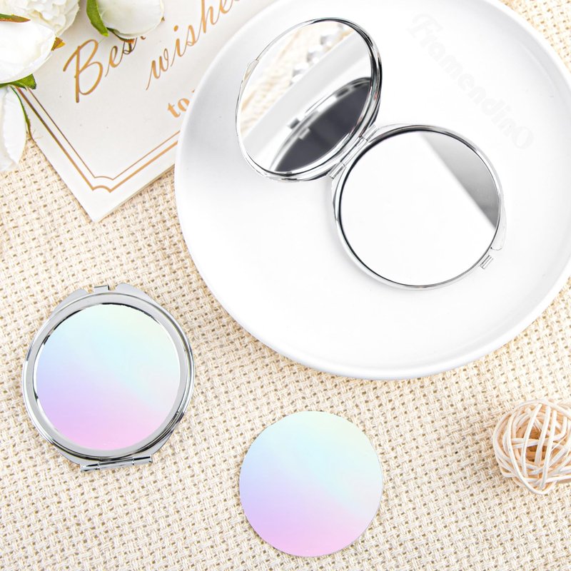 Framendino, 12 Pack Round Sublimation Cosmetic Mirrors Blanks Portable Folding Mirror for Women