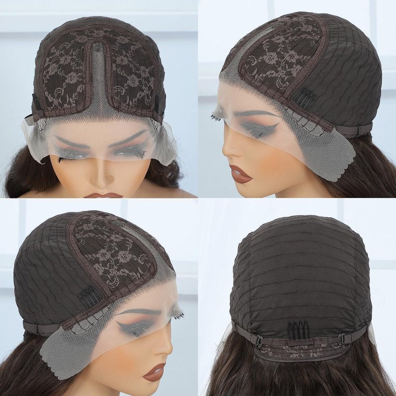 Puoonn Synthetic Lace Front Wigs for Black Women 13X4X1 Highlight Body Wave HD Transparent Lace Front Wigs with Pre Plucked Natrural Hairline and Baby Hair for Women