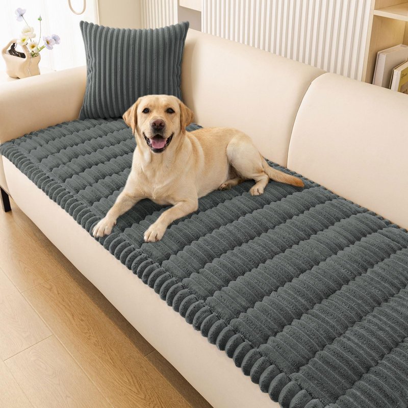 Smiry Couch Cover for Dogs Washable, Non Slip Fuzzy Pet Couch Covers for 3 Cushion Sofa Pet Friendly, Thick Soft Sofa Slipcovers Cushion Protector (Dark Grey, 27.6" x 59")