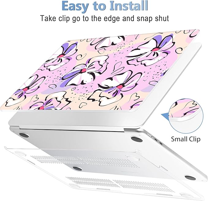 Mektron Case for 2026 MacBook Air 15 INCH M5 A3448 Compatible with M4 A3241 /M3 A3114 /M2 A2941 Printed Plastic Hard Shell Cover with 15.3" Liquid Retina Display Touch ID- Pink Flowers