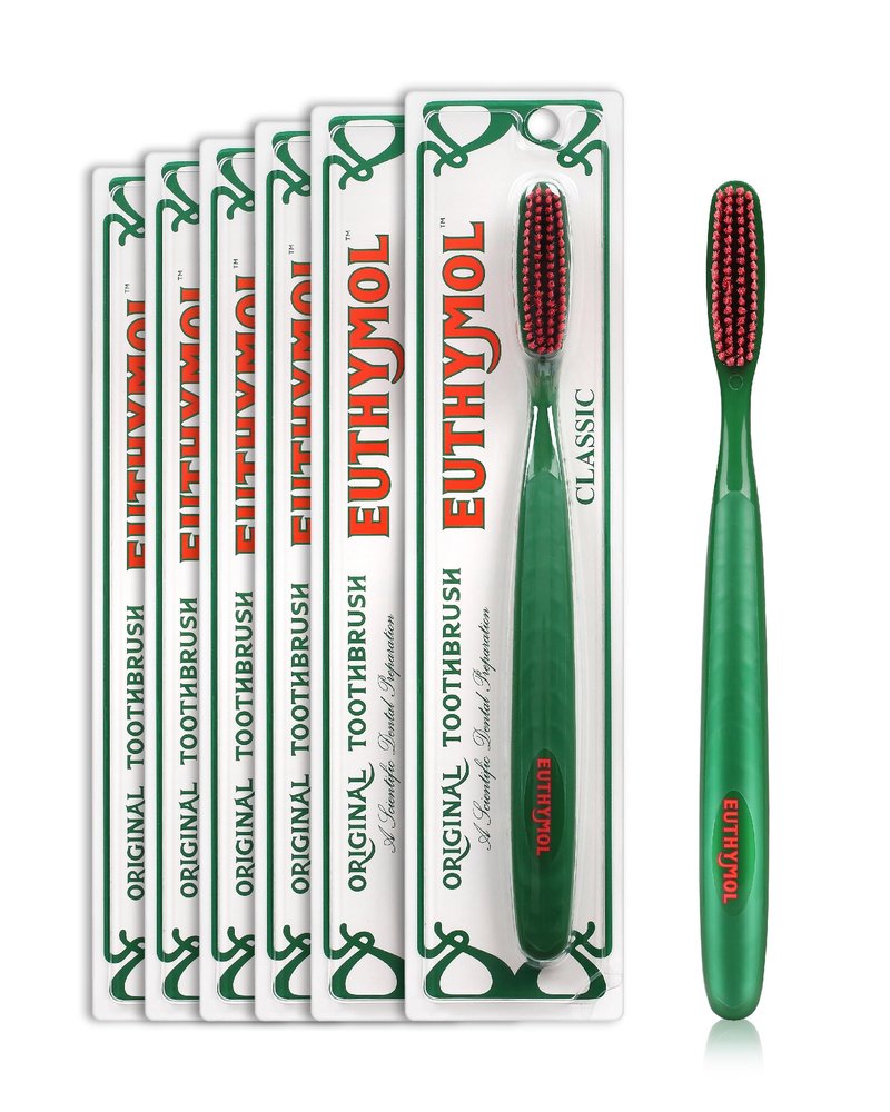 Euthymol Whitening Toothbrush (Pink, 6 Count) - Premium Soft Dual-Tension Bristles. Advanced Plaque Removal, Stain Reduction.