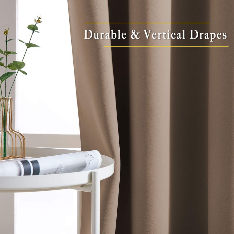 NICETOWN Bedroom Blackout Curtains and Drapes - Window Treatment Thermal Insulated Solid Grommet Blackout Draperies for Bedroom (Set of 2 Panels, 52 by 63 Inch, Cappuccino)