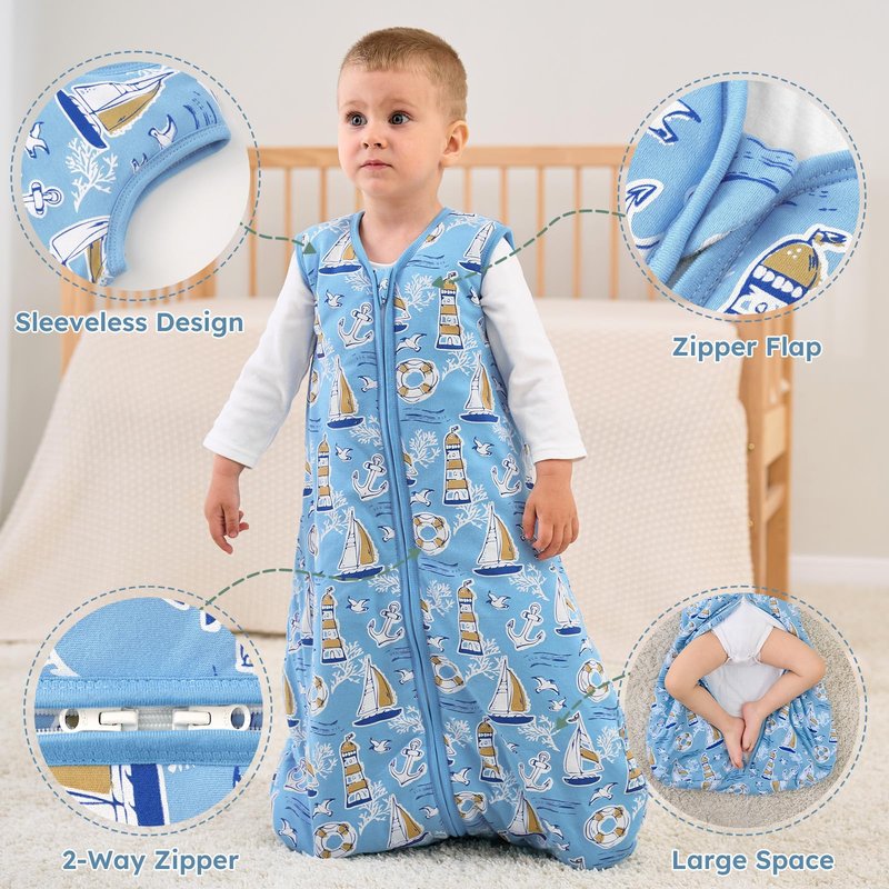 Yoofoss Baby Sleep Sack 12-18 Months, 1.5 Tog Baby Wearable Blanket with 2-Way Zipper, 100% Cotton Organic Fabric Winter Infant Sleeping Sack, Warm Soft Comfy