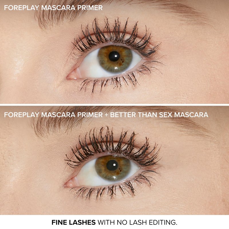 Too Faced Better Than Sex Foreplay Mascara Primer | Waterproof Eyelash Primer for Volume and Length | Nourishing Argan Oil + Grape Seed Oil Formula, Black, 0.27 Fl Oz