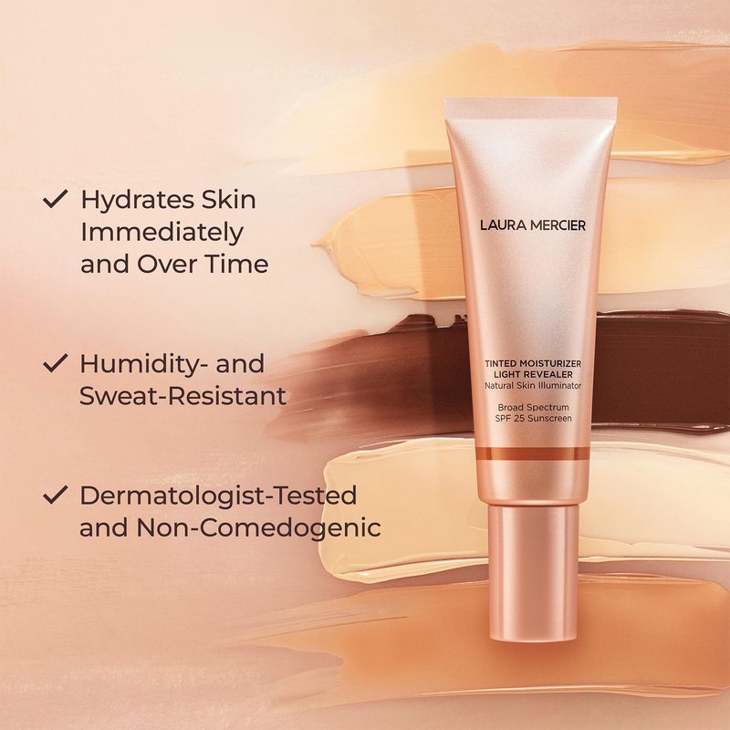 Laura Mercier Tinted Moisturizer Light Revealer Natural Skin Illuminator with SPF 25: All Day Hydration, Ultra-Sheer Coverage, Luminous & Radiant Finish, Skin Tint, Petal
