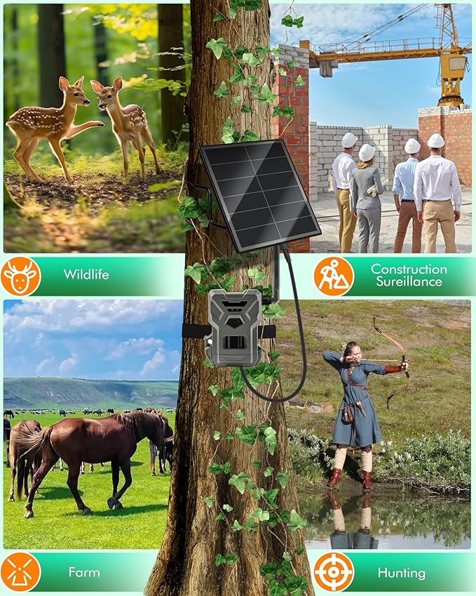 Solar Panel for Trail Camera - 6000mAh Battery, 12V Solar Battery Charger, Waterproof