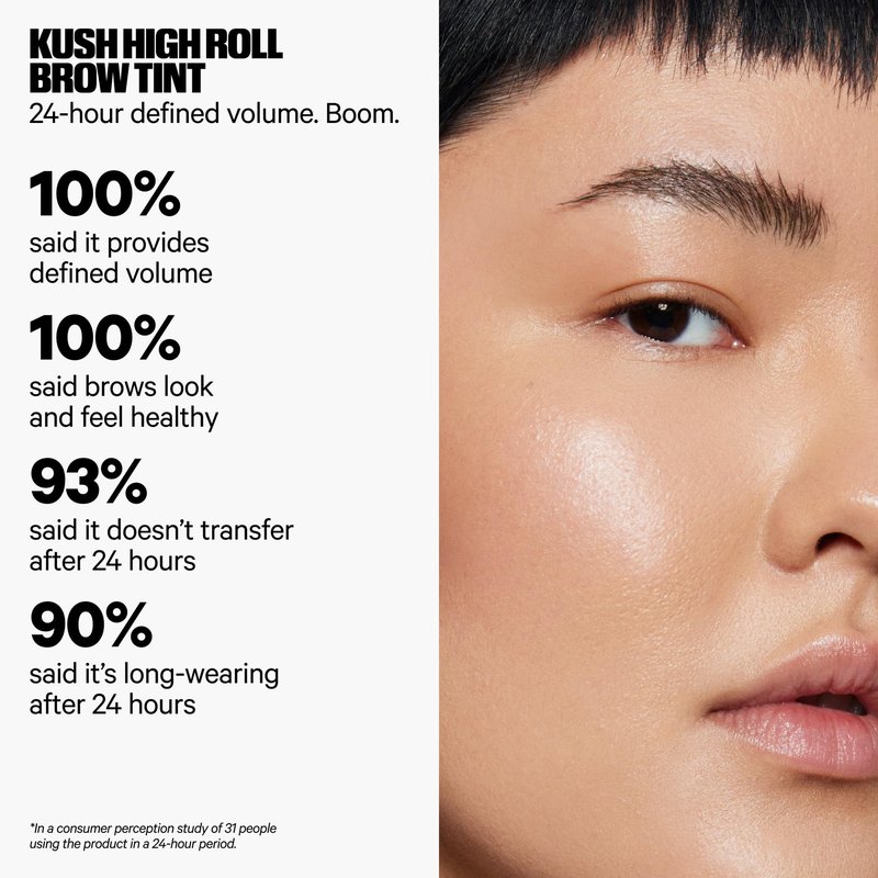 Milk Makeup KUSH High Roll Defining + Volumizing Brow Tint – Tubing Brow Gel Shapes, Volumizes + Sets Eyebrows Up to 24 Hours – Water Resistant, Smudge-Proof, Clean – Herb (Medium Brown), 0.16oz