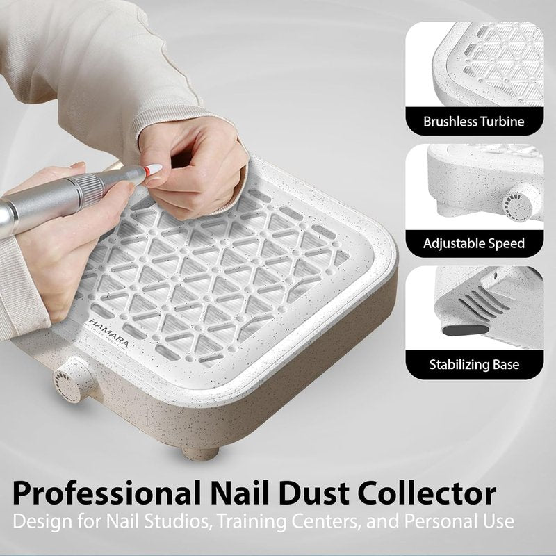Nail Dust Collector - Quiet & Powerful 8000 RPM Suction for Home & Salon | Compact Design with Reusable Filter