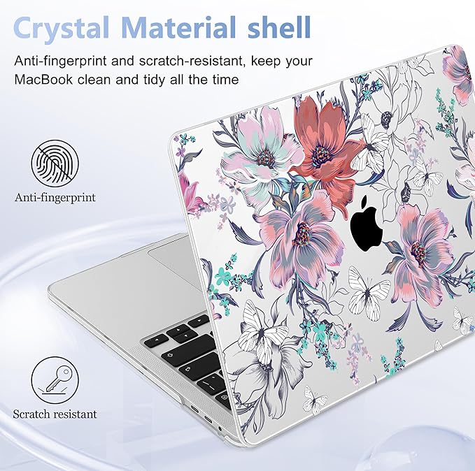 Lepeoac for MacBook Pro 16 inch Case 2019 2020 Release Model A2141, Plastic Hard Shell Cover with Keyboard Cover & Screen Protector for MacBook Pro 16 inch with Touch Bar & Touch ID, Floral C319
