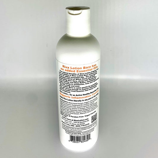 Rixx Lotion Bare Unscented Natural Herbal Blend (Sport Cap) with Witch Hazel, Aloe Vera, Shea Butter and Hyaluronic Acid. Moisturizer and Skin Toner for Face and Body.