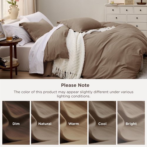 Bedsure Coffee Duvet Cover King Size - 3 Pieces Prewashed Cotton-Like Extra Soft Bedding Set, Includes 1 Duvet Cover 104x90 Inches with Zipper Closure & 2 Pillow Shams, Comforter Not Included