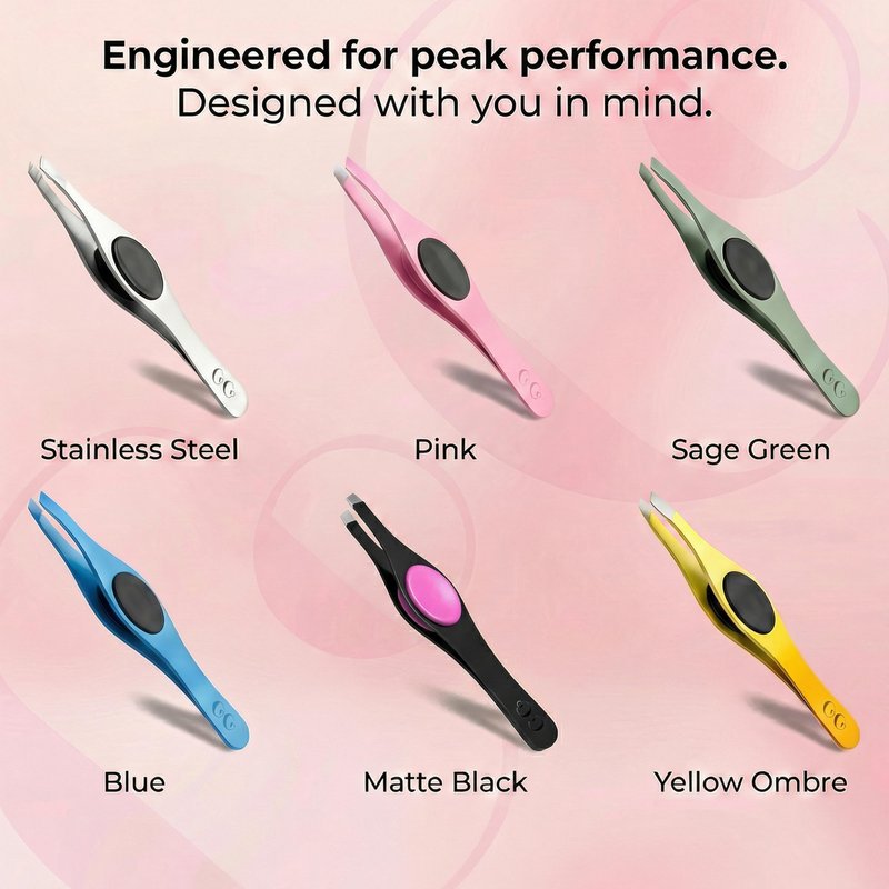 CoCo's Tweezers for Women Facial Hair – Slant Tip Eyebrow Tweezers, Sharp Stainless Steel for Eyebrow Shaping, Ingrown Hair Removal – Non-Slip Grip