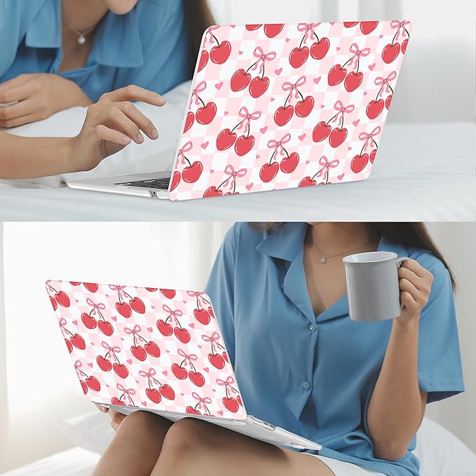 Mektron for 2026 MacBook Air 13-inch M5 Laptop Case A3449 with 13.6-inch Liquid Retina Display Fits 2025 A3240 M4 2024 A3113 M3 2023 A2681 M2 Printed Shell for MacBook Air 13.6", Cherries Bows C353