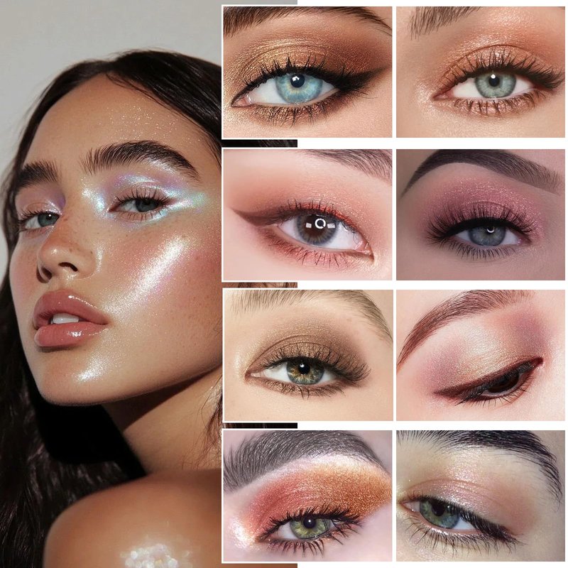 K'APEINE 8 Colors Baked Powder Palette, Pink Gold Brown Face Highlighter Eyeshadow Blush Contour Makeup Palette All Face Baked Makeup Kit Blendable Highlighter for Women Daily, Parties,Festivals-02#