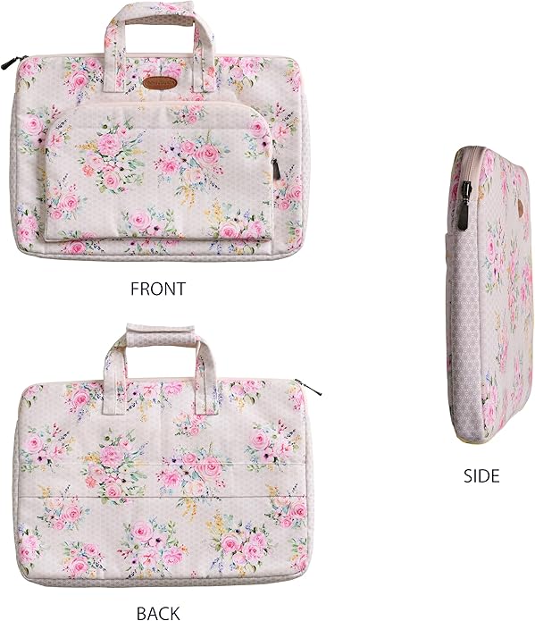 Maison d'Hermine Laptop Bag with Pocket Upto 15.5 inch Stain and Water Repellent Cotton Canvas Spring Summer (Sweet Rose Lavender)