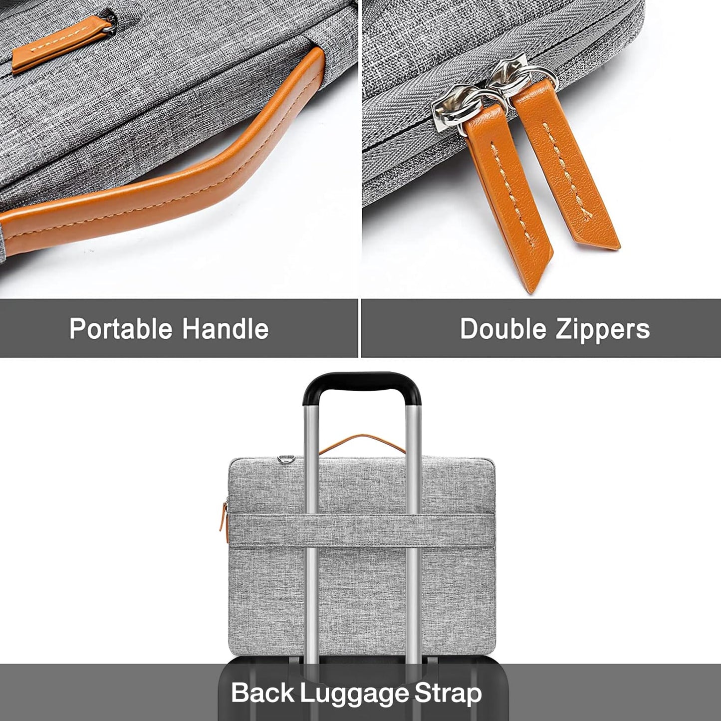 MOSISO 360 Protective Laptop Shoulder Bag,14 inch Computer Bag Compatible with HP Lenovo Dell ASUS Acer, HP, Dell Latitude, Lenovo,Side Open Messenger Bag with 4 Zipper Pockets&Handle, Gray