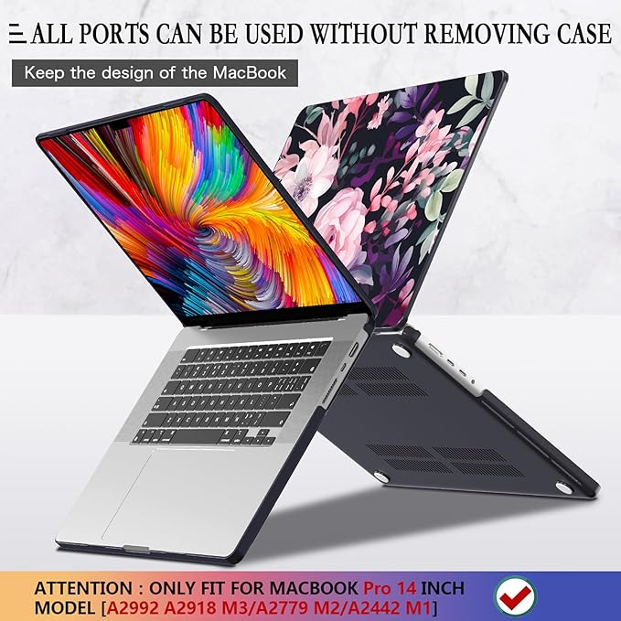 CISSOOK Compatible with MacBook Pro 14 inch Case M5 A3434 M4 A3112 A3185 A3401 M3 A2992 A2918 M2 A2779 M1 A2442 Chip 2026-2021 Release, Plastic Hard Shell for MacBook Pro 14.2, Pink Flowers