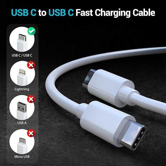 TT&C 2-Pack 30W USB C Charger Set (2X Mini Wall Blocks + 2X 10ft Extra Long Cables), Power PD 3.0 Fast Charging Compatible with iPhone 17, 17 Air, 16, 15, & for Samsung Galaxy S26, S25, White