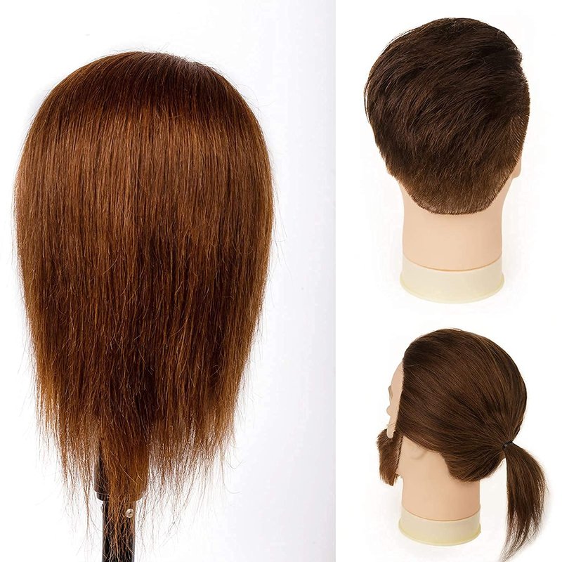 Stancia Mannequin Head, Male Mannequin Head Especially for Barber, Training Head with 14” 100% Human Hair, Manikin Head for Hair Styling and Practice (with Beard)