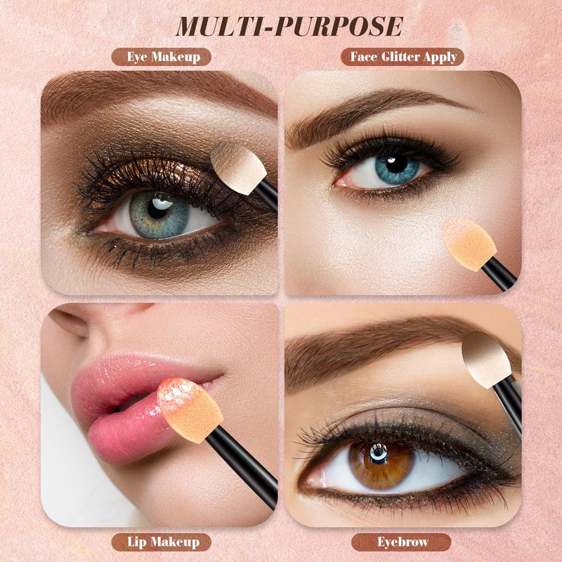 Mifoci 1000 Pcs Eyeshadow Applicators, Disposable Dual Sides Eye Shadow Sponge Applicators, Eyeshadow Brush for Lady Women Makeup Daily Beauty(Black)