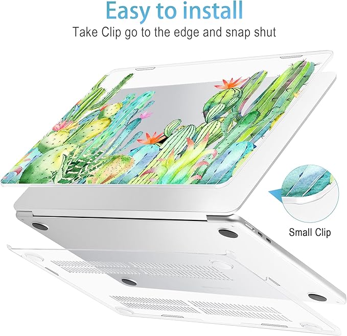 Mektron for 2026 MacBook Air 13-inch M5 Laptop Case A3449 with 13.6-inch Liquid Retina Display Fits 2025 A3240 M4 2024 A3113 M3 2023 A2681 M2 Printed Shell for MacBook Air 13.6", Watercolor Cactus