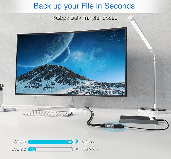 BlueRigger Active USB 3.0 Extension Cable 100FT (5 Gbps USB Extender Cord, in-Wall CL3 Rated) - Long USB Extension Cable for Webcam, VR Headset, Printer, Hard Drive, Keyboard, Mouse