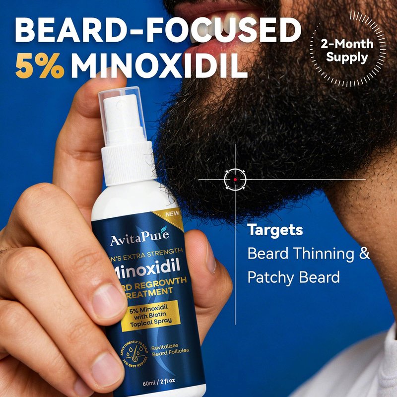 Minoxidil Beard Growth Oil: Minoxidil For Men Beard Infused With Biotin, Extra Strength Minoxidil 5% Beard Growth Serum to Grow Beard & Mustache Fast