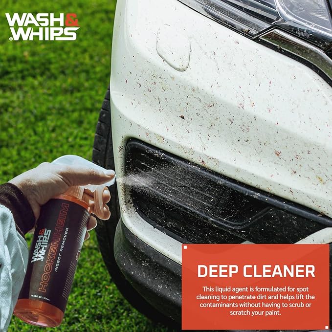 WASH&WHIPS Hockenheim Bug Remover - for Dead Insects, Droppings and Grease for Car Detailing, RVs, Trailers, Boats, Professional Strength Dissolves without Scratching, 16 fl oz
